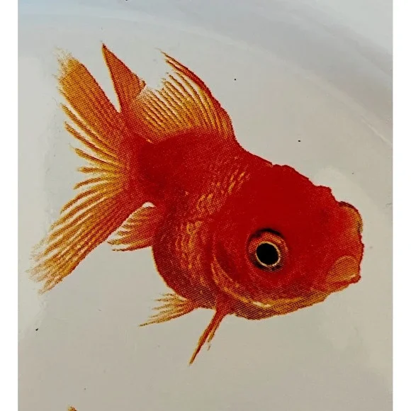 Gibson Goldfish Koi Oval Trinket Soap Cat Food Ceramic Bowl Dish 6 1/2" X 5" EUC - Picture 6 of 6